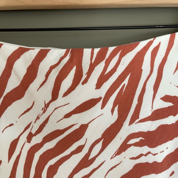Rails Anya Midi Skirt In Rust Zebra Size Large White Redish Brown Zebra Print - Picture 6 of 16